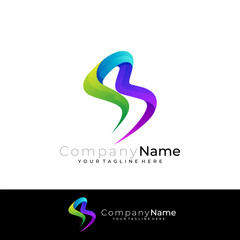 B logo, letter B logo and 3d colorful design template