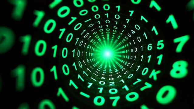 Digital binary code spiral tunnel