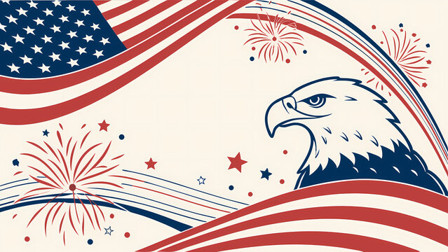 Patriotic american flag eagle illustration for independence day fourth of july celebration design