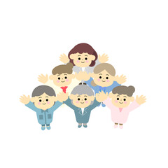 両手を伸ばすいろいろな職業の女性