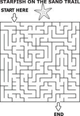 Starfish maze sand trail activity kids game printable