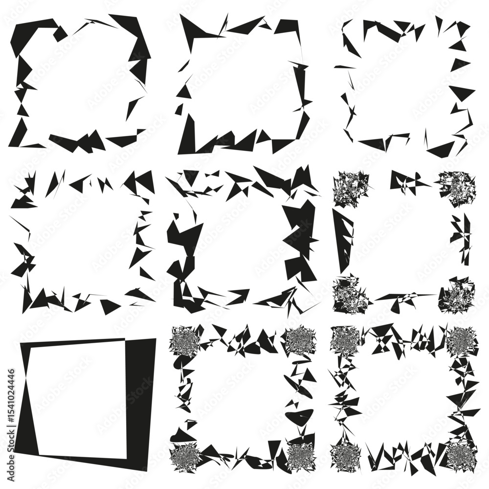 Aufkleber distressed grunge frames. rough vector borders. abstract edge shapes. artistic design elements.