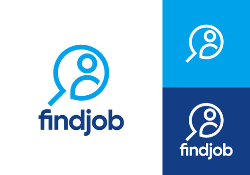 simple find job logo. creative search work vector graphic design	
