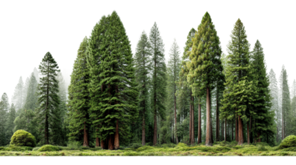 Serene forest landscape sequoia national park nature misty environment wide-angle tranquility cut out png