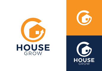 home arrow logo design. simple growth real estate, architecture, property, building construction symbol vector concept
