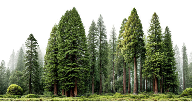 Serene forest landscape sequoia national park nature misty environment wide-angle tranquility cut out png