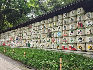 Sake Barrels at Meiji Jingu, Tokyo, Japan