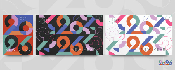 Colorful Abstract 2026 New Year Design in Geometric Modern Style