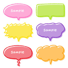 クレヨン素材　手描きのふきだしセット