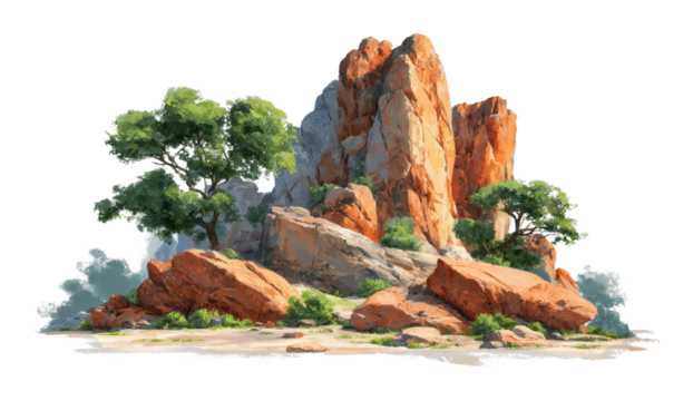 Majestic rock formation surrounded by trees nature landscape outdoor serenity scenic cut out png