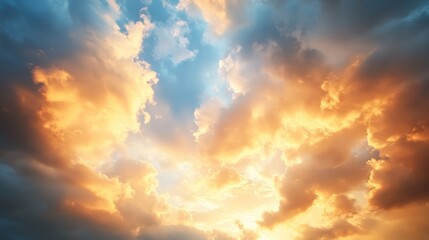 Dramatic sunset sky with fiery clouds