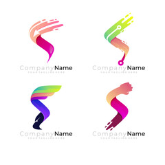 Set letter S logo, various forms of the letter S
