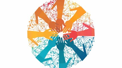 Icon of interconnected hands, symbolizing a network of family, caregivers, and professionals supporting the elderly.