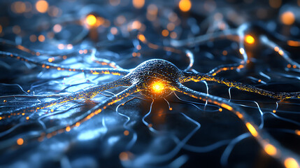 A close up of a brain with many neurons