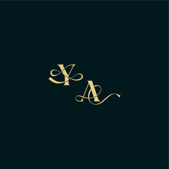 YA letter elegant and curvy style monogram wedding logo initial bold concept design