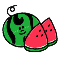 ゆるかわいいスイカのイラスト