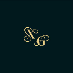 XG letter elegant and curvy style monogram wedding logo initial bold concept design