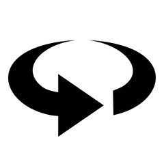 シンプルな黒色の右回りの矢印のイラスト