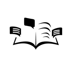 Storytelling Open Book with Speech Bubbles Around It