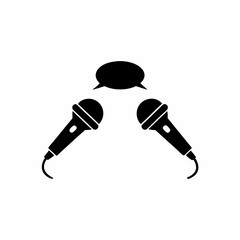 Podcast Interview Icon Two Facing Microphones Vector