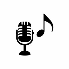 Podcast Music Icon Microphone with a Musical Note