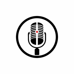 Podcast Recording Icon Microphone Inside a Circle Shape