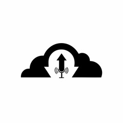 Podcast Upload Icon Upward Arrow Inside a Cloud Symbol