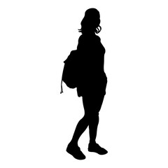 Silhouette of Traveler Woman.