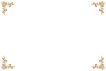 Elements of ornate vintage frames. Border gold on white classic calligraphy swirls, floral motifs. Design print for greeting cards, wedding invitations, restaurant menu, royal certificates. Set 291