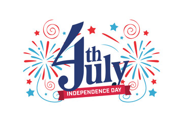Independence Day America Fourth of July fireworks graphic perfect for celebrating freedom, patriotic events, greeting cards, social media posts.
