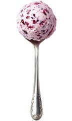 Ice cream scoop on a spoon, isolated on transparent background.