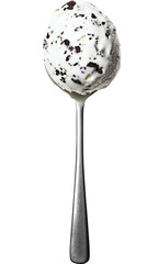 Ice cream scoop on a spoon, isolated on transparent background.