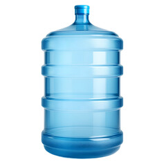 A large blue water jug with a screw cap placed on a transparent background.