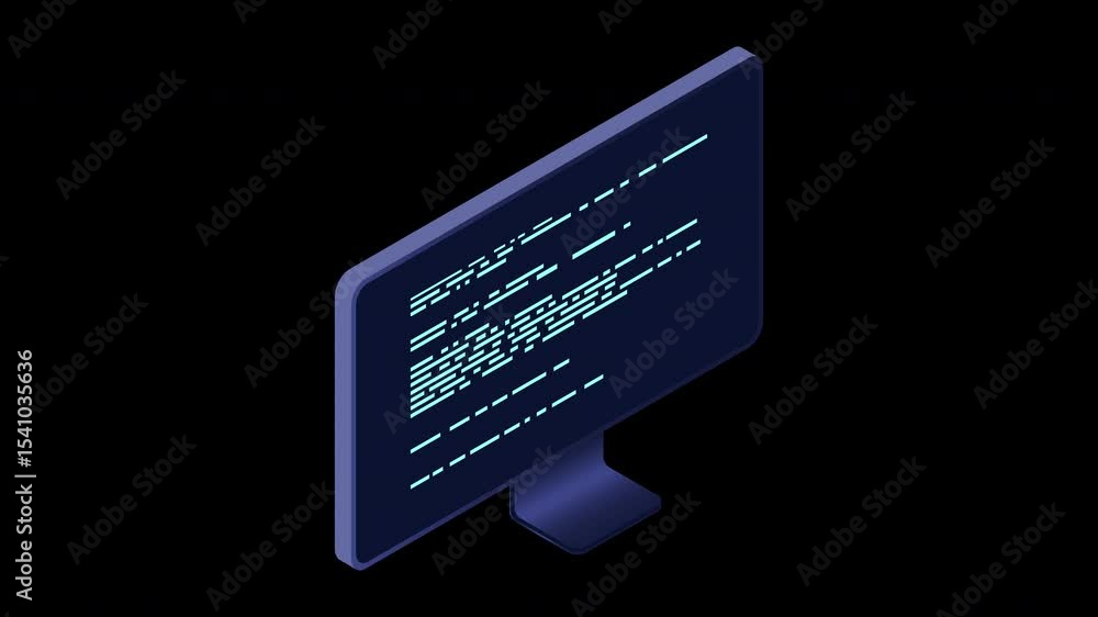 Poster isometric monitor animation. computer monitor isometric desktop. modern monitor. 4k video animated i