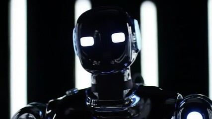 Futuristic robot android ai technology concept with sleek design and dark metal - Powered by Adobe