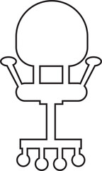 Stylish office chair icon featuring ergonomic designs in black and outline stroke aesthetics perfect for representing comfortable seating for working at a desk. Piece of furniture for living room,