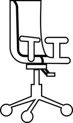 Stylish office chair icon featuring ergonomic designs in black and outline stroke aesthetics perfect for representing comfortable seating for working at a desk. Piece of furniture for living room,