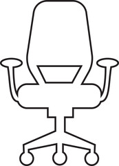 Stylish office chair icon featuring ergonomic designs in black and outline stroke aesthetics perfect for representing comfortable seating for working at a desk. Piece of furniture for living room,