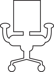 Stylish office chair icon featuring ergonomic designs in black and outline stroke aesthetics perfect for representing comfortable seating for working at a desk. Piece of furniture for living room,