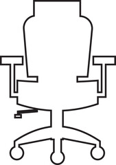 Stylish office chair icon featuring ergonomic designs in black and outline stroke aesthetics perfect for representing comfortable seating for working at a desk. Piece of furniture for living room,
