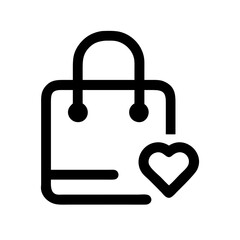 Shopping bag with heart icon. Showing love for shopping and online purchases