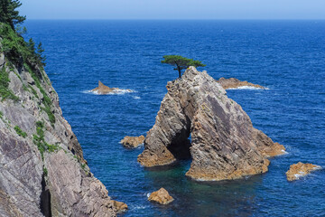 春の浦富海岸の風景 鳥取県 浦富海岸