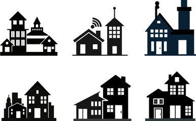 Diverse Architectural Buildings and Houses Illustration Set