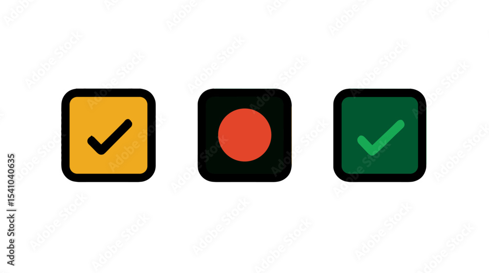 Poster simple colored icons of status indicators in graphic design