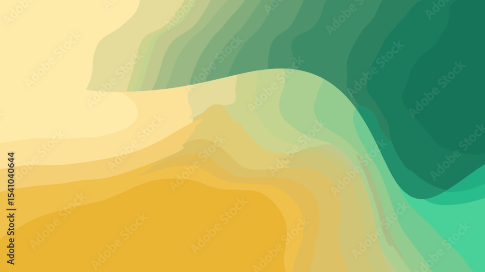 Poster abstract gradient background with wavy shapes in yellow and green