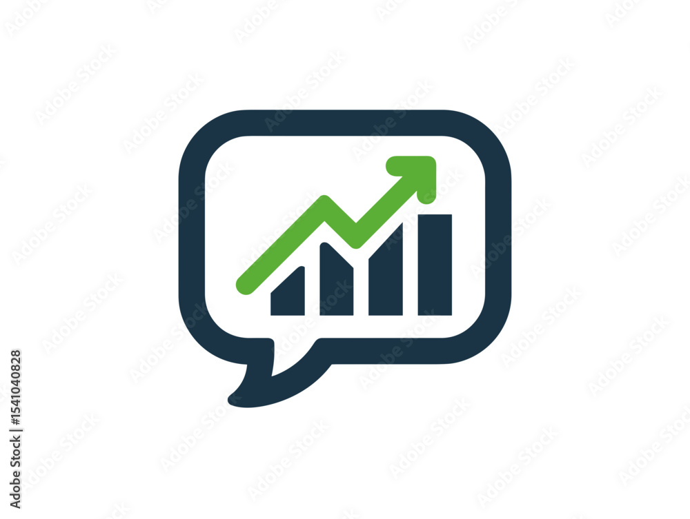 Aufkleber minimal vector icon of a chat bubble with growth graph