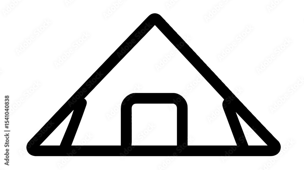 Poster minimalist hut icon in continuous line art style