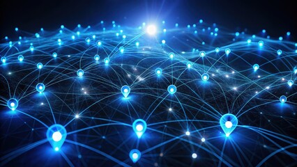 Fototapeta premium Illuminated Network of Interconnected Points Representing a Global System of Data Transmission and Communication