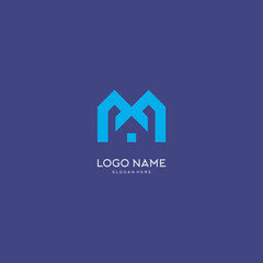 MODERN AND SIMPLE M HOME LOGO DESIGN TEMPLATE ELEMENTS