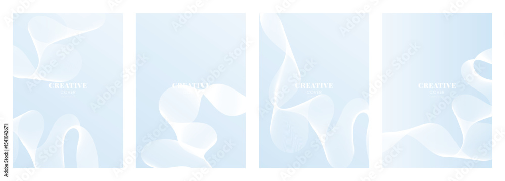 Aufkleber cover design line wave in smooth blue color. vector design element